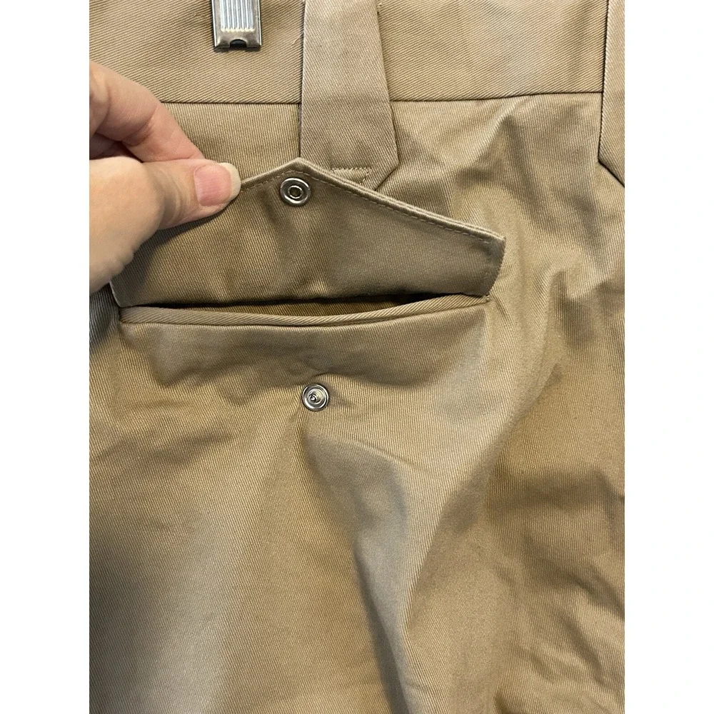 Circle S Western Pants Mens W33.5 Unhemmed Snap Flap Pockets Tan CP57-05 NWT